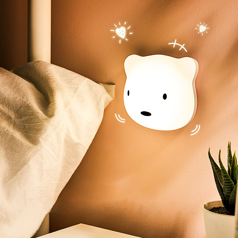 LED 어린이 침실 밤 빛 USB 충전식 침대 옆 자기 눈 보호 디밍 램프 곰 스타일 따뜻한 밤 조명